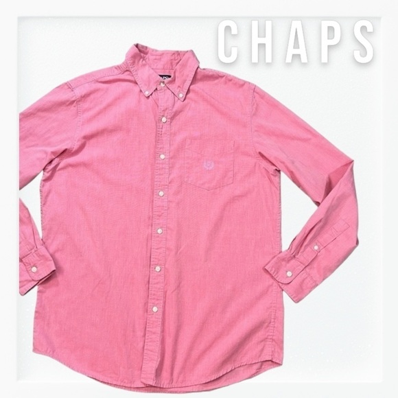 CHAPS Men’s Light Red Long Sleeve Button Down Shirt sz M - Picture 1 of 9